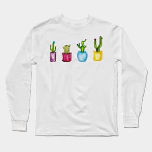 Colorful Flowered Cacti Long Sleeve T-Shirt